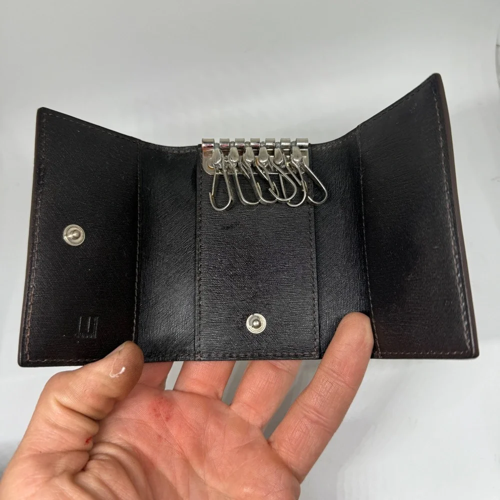 Dunhill Dark Brown Leather 6 Hook Key Holder Wallet Case Vintage‎ EUC Gift Mens